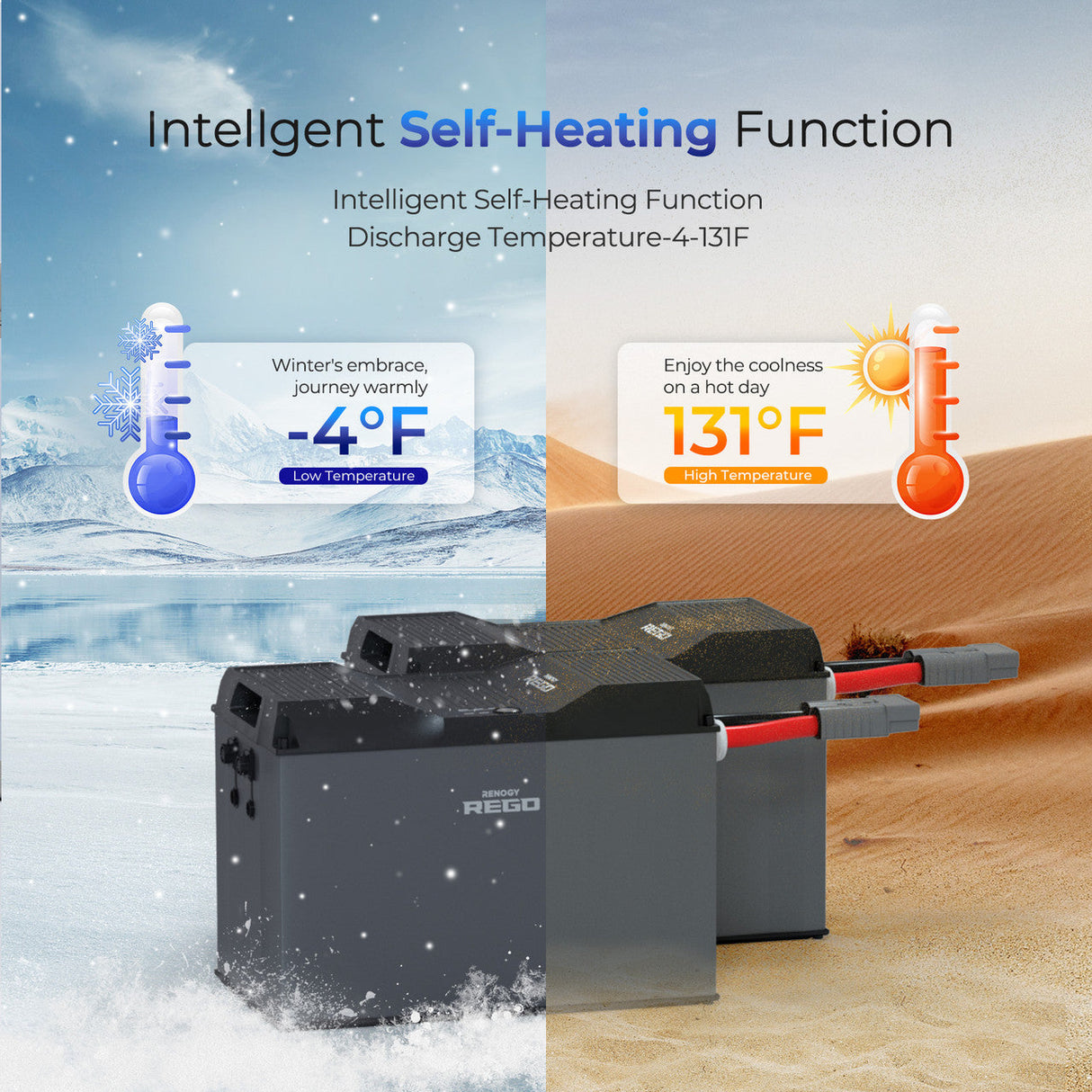 REGO 12V 400Ah Cold Weather Lithium Iron Phosphate Battery