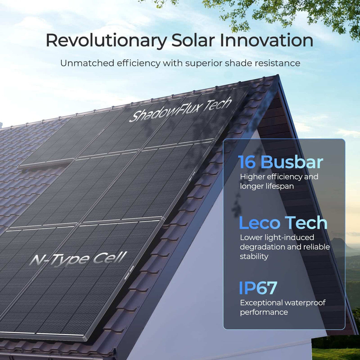 Panel solar ShadowFlux 12 V anti-sombreado 200 W