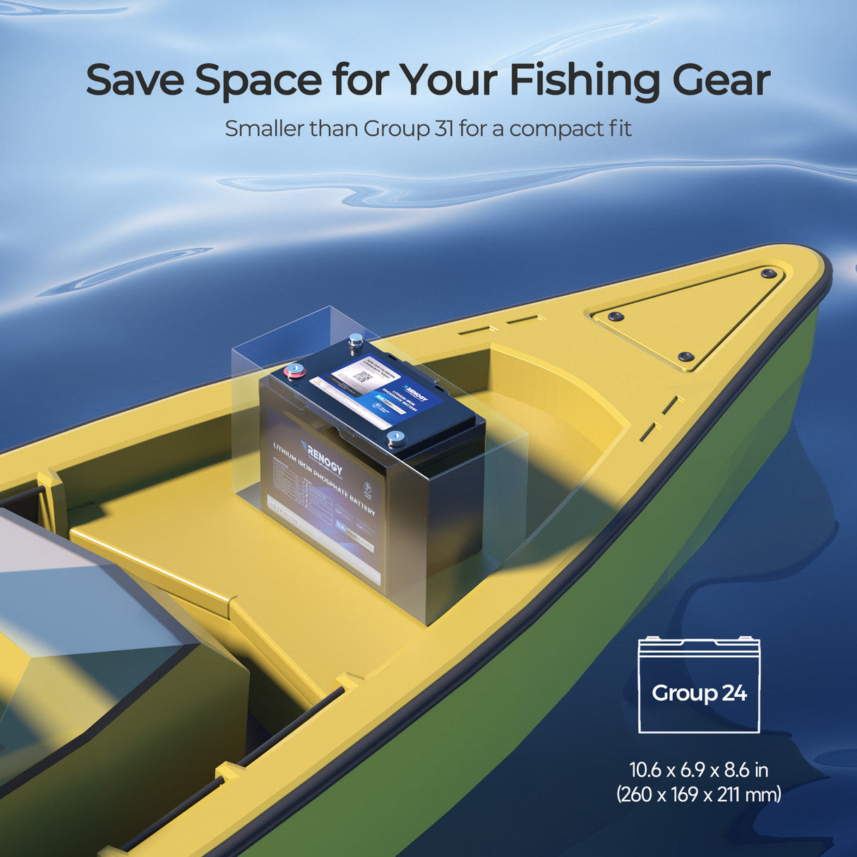 Core - 12V 100Ah Trolling Motor Group 24 LiFePO4 Battery w/ Bluetooth