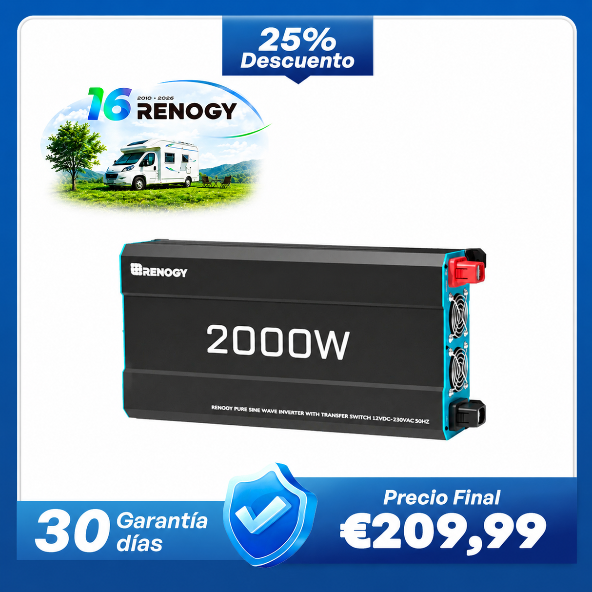 12 V 2000 W Inversor Onda Sinusoidal Pura