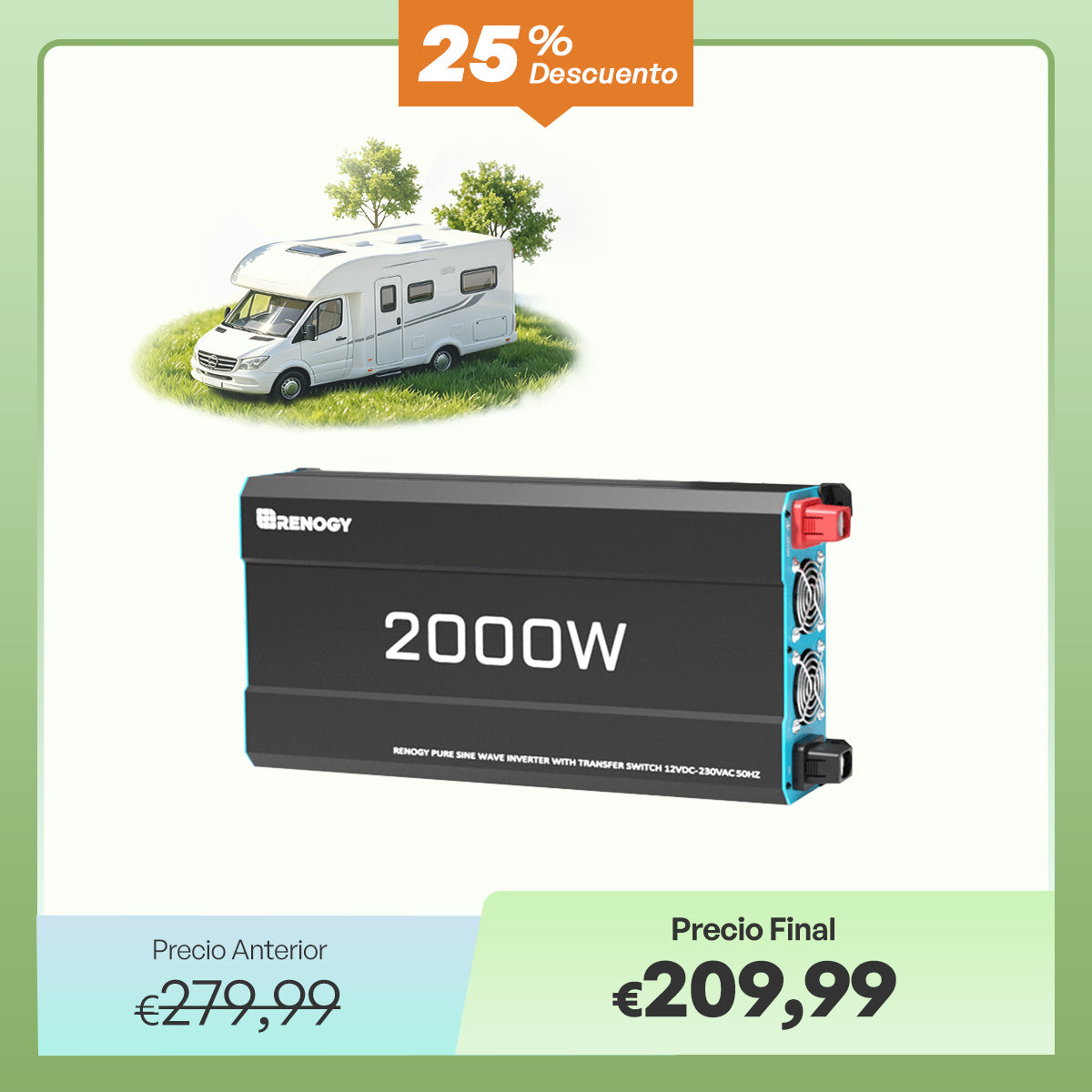 Inversor 12 V 2000 W onda sinusoidal pura