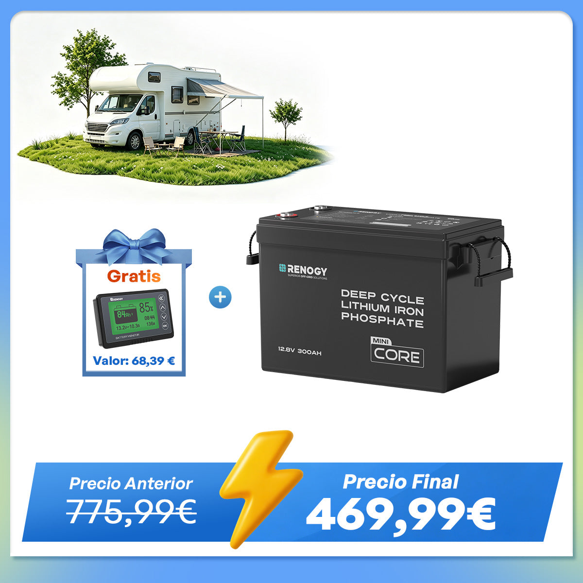 Core Mini - 12V 300Ah Batería de Litio LiFePO4
