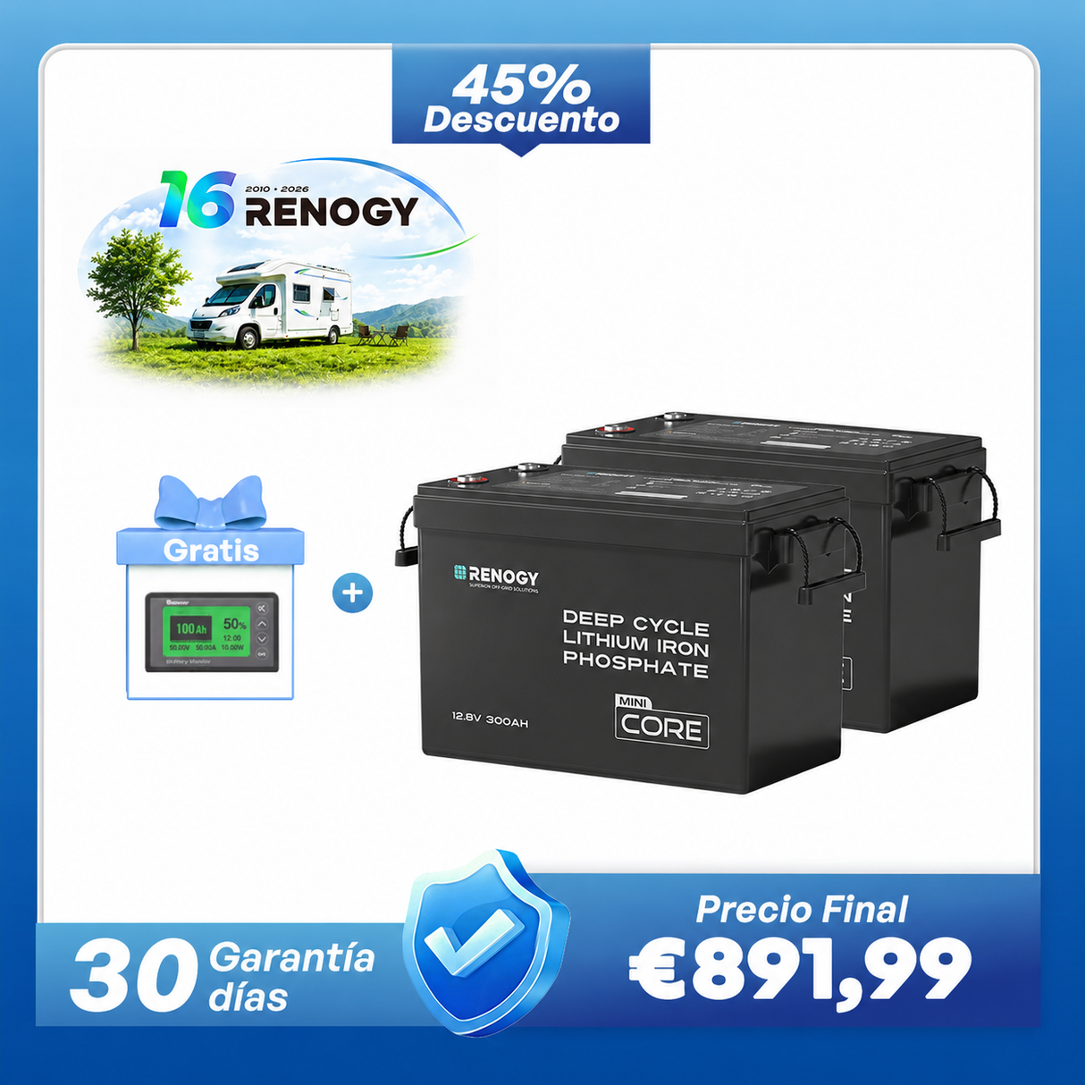 Core Mini 12V – 100Ah / 200Ah / 300Ah Batería de Litio LiFePO4