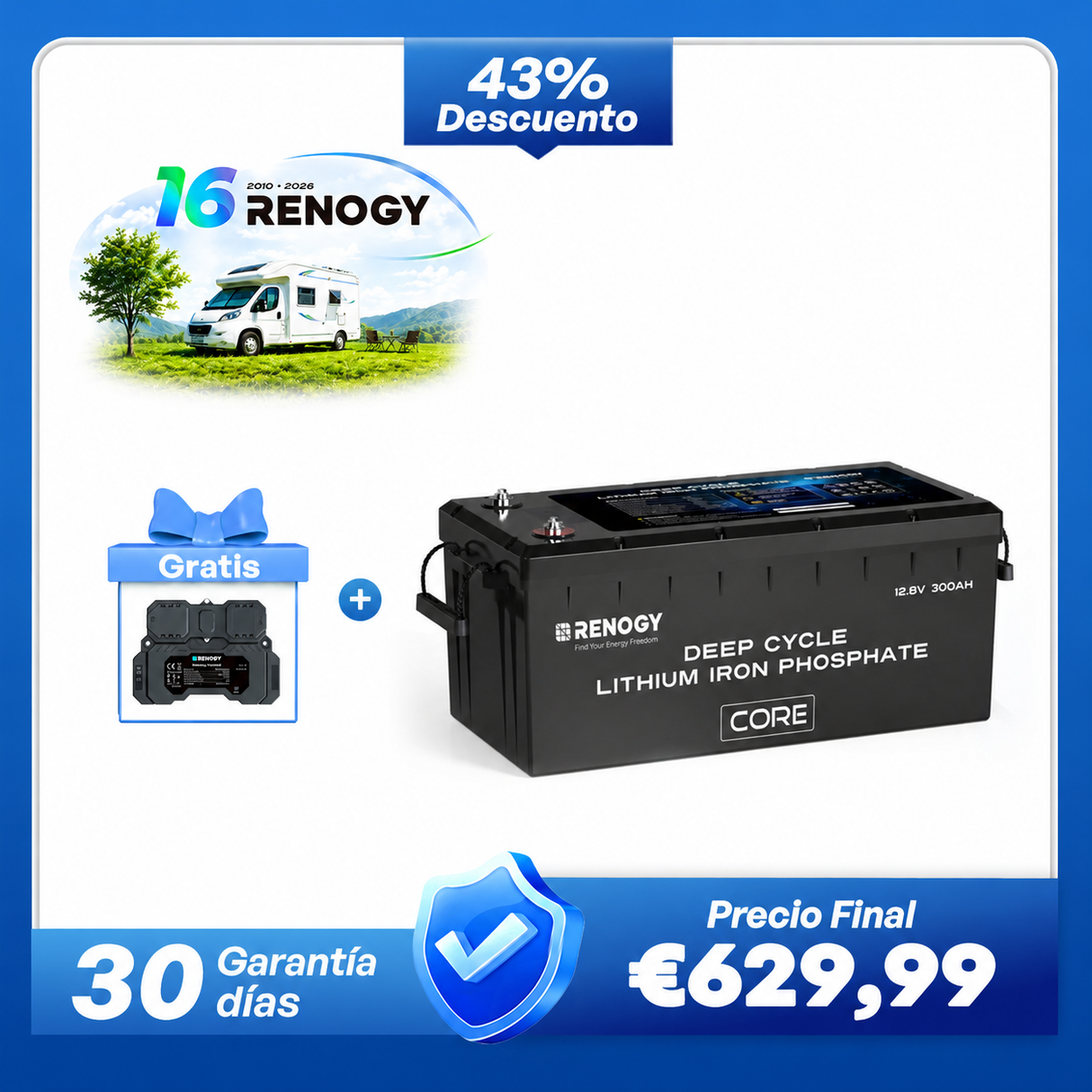 Core - 12V 300A Batería de Litio de con Autocalentamiento