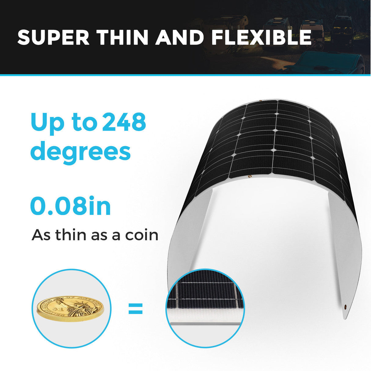 100 Watt 12 Volt Flexible Monocrystalline Solar Panel