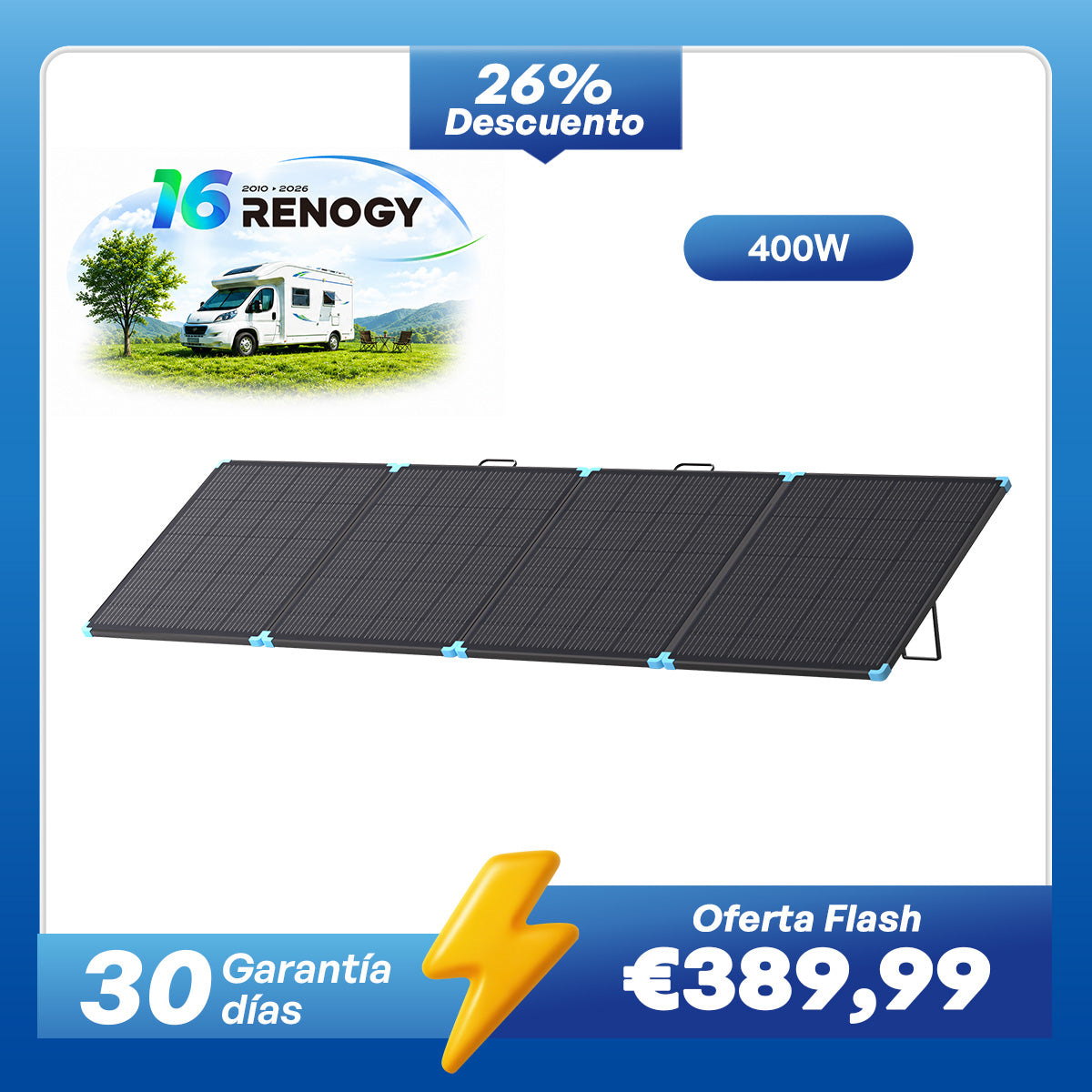 12V 400 W/300 W/220 W/100 W Maletín Solar Portátil Ligero