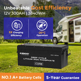 12V 300Ah Core Series Deep Cycle Lithium Iron Phosphate Battery w/Self-Heating New Version