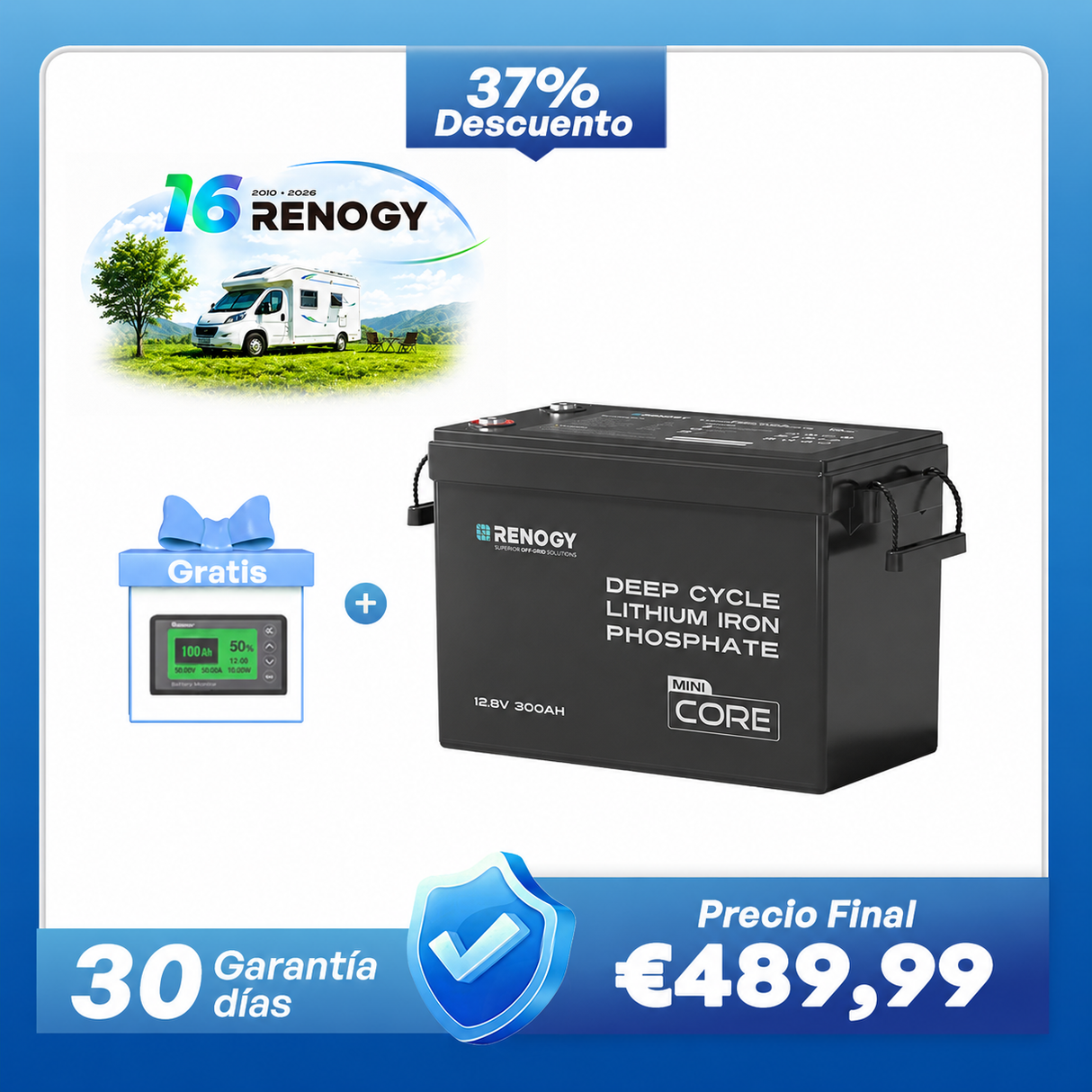 Core Mini 12V – 100Ah / 200Ah / 300Ah Batería de Litio LiFePO4