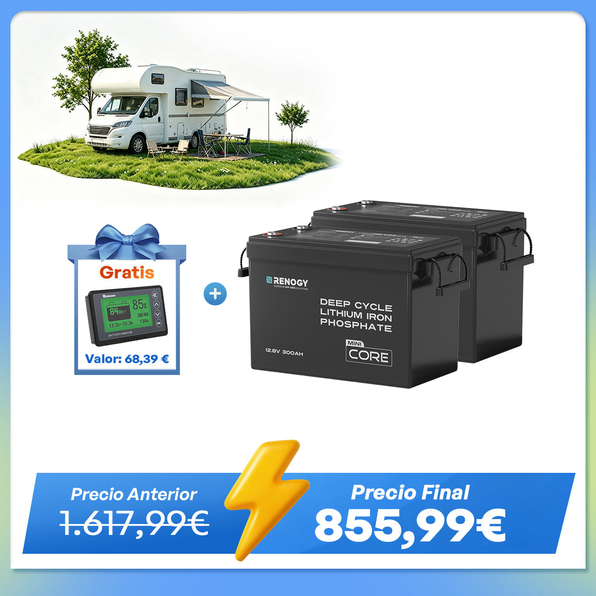 Core Mini - 12V 300Ah Batería de Litio LiFePO4