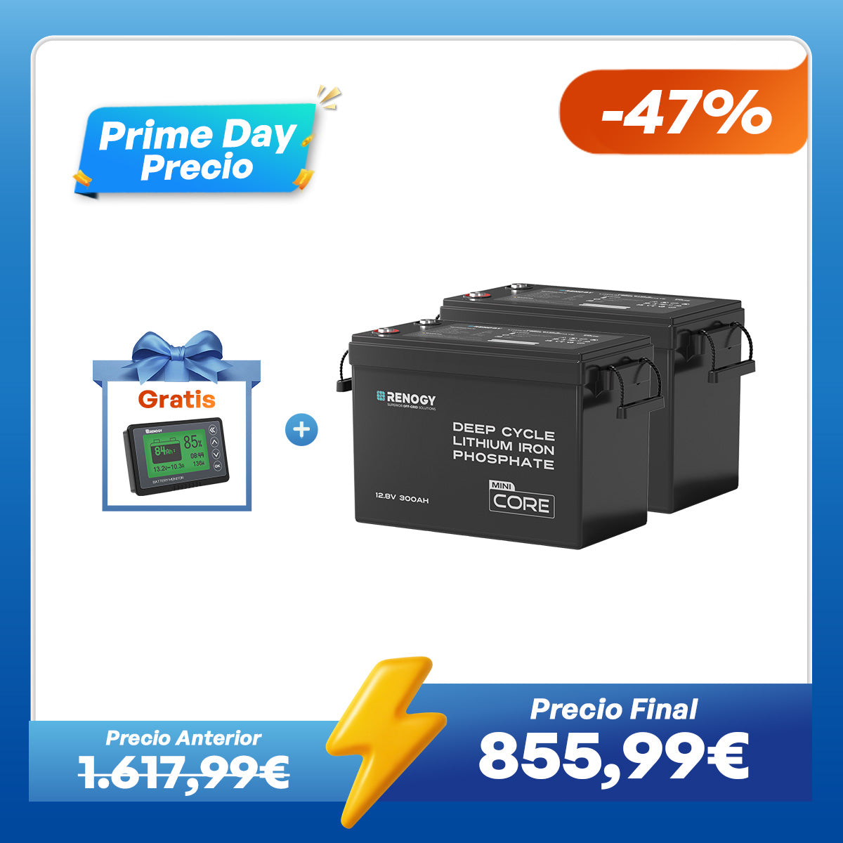 Core Mini 12V – 300Ah Batería de Litio LiFePO4