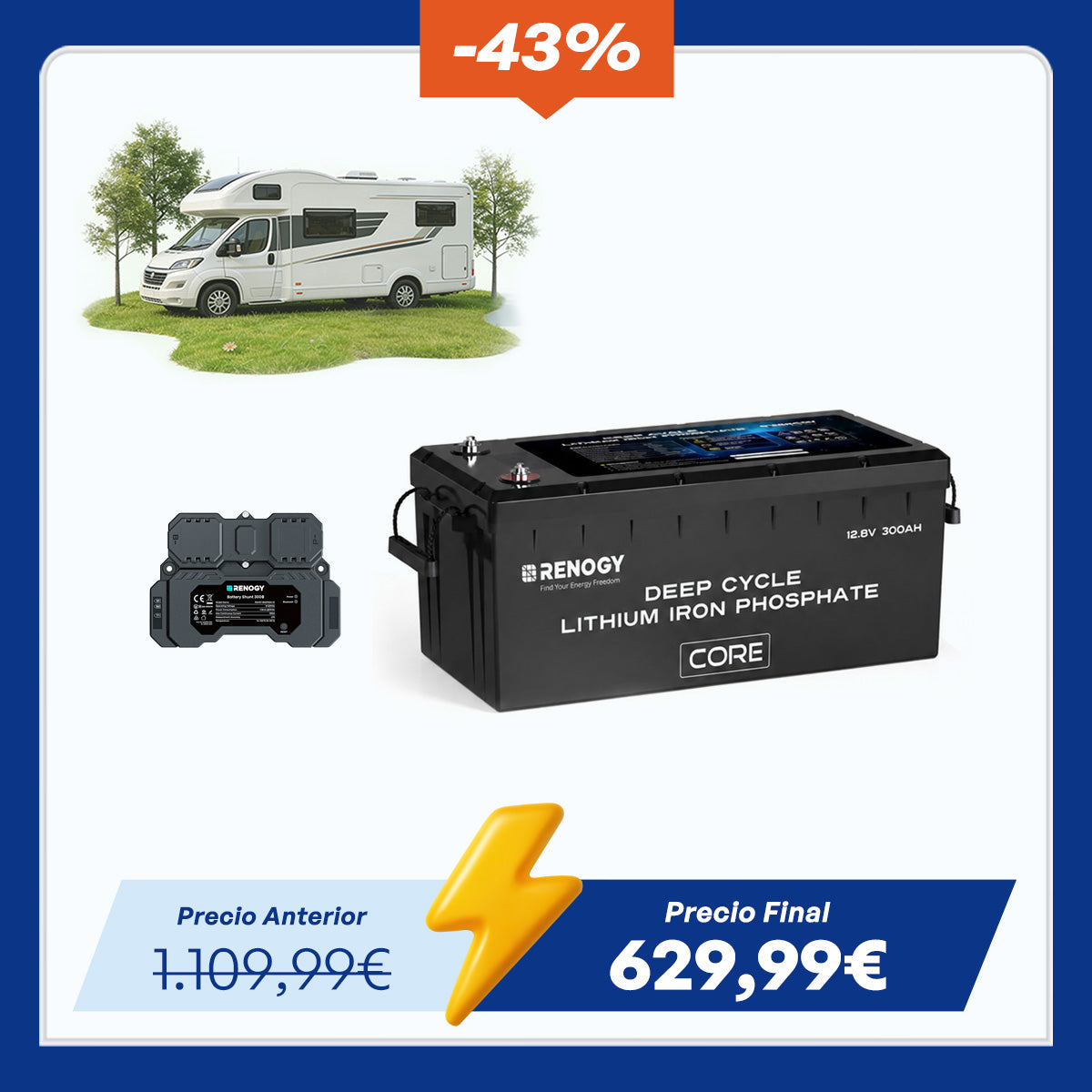 Core - 12V 300A Batería de Litio de con Autocalentamiento