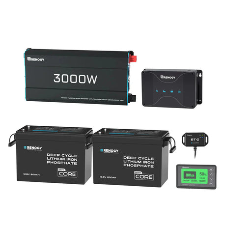 Kit de Energía para Caravana 5,12 kWh | Inversor 3000 W, Batería LiFePO₄ 200 Ah × 2