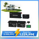 5,12 kWh Kit de Energía para Caravana |  2x200Ah Batería LiFePO₄ con 3000 W Inversor