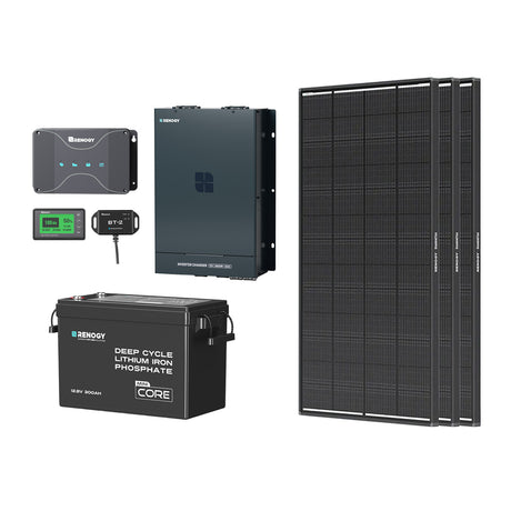 3,84 kWh Sistema de Energía Solar | 2000W Inversor Cargador, 50A Cargador de Batería
