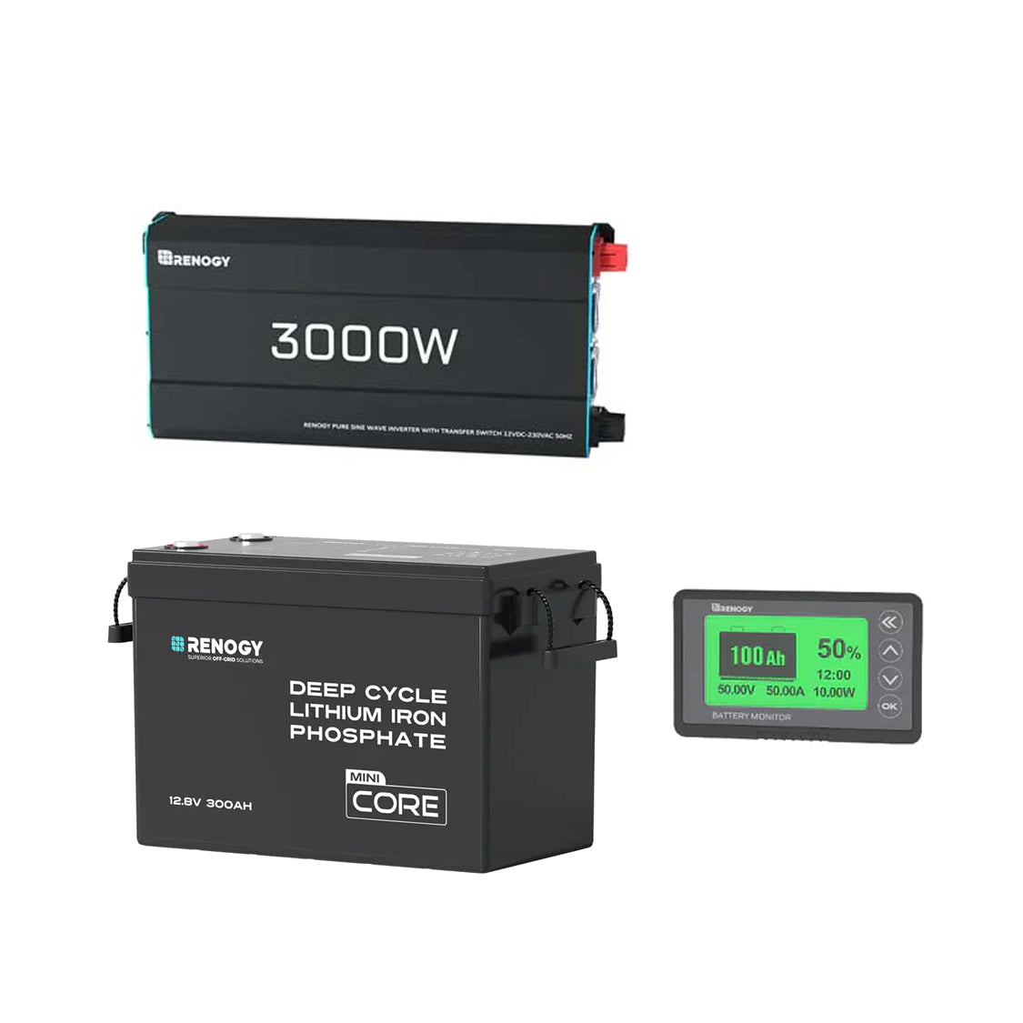 Kit de Energía para Caravana 3,84 kWh | Inversor 3000 W, Batería LiFePO₄ 300 Ah, Cargador de Batería 50 A