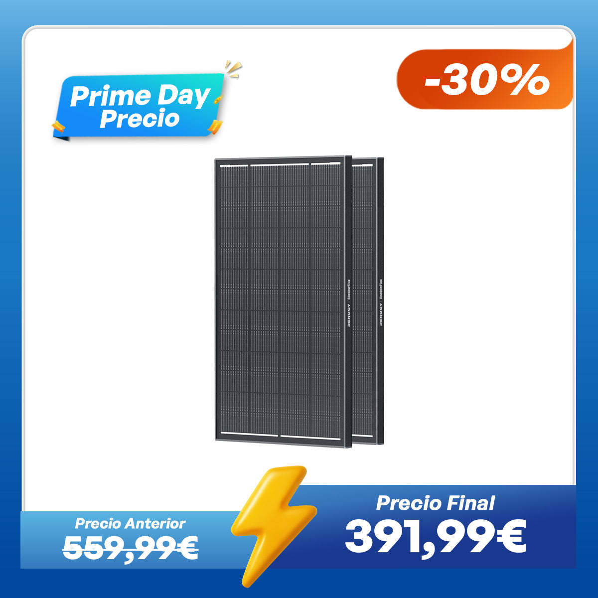 12 V 200 W ShadowFlux Panel Solar Anti-Sombreado