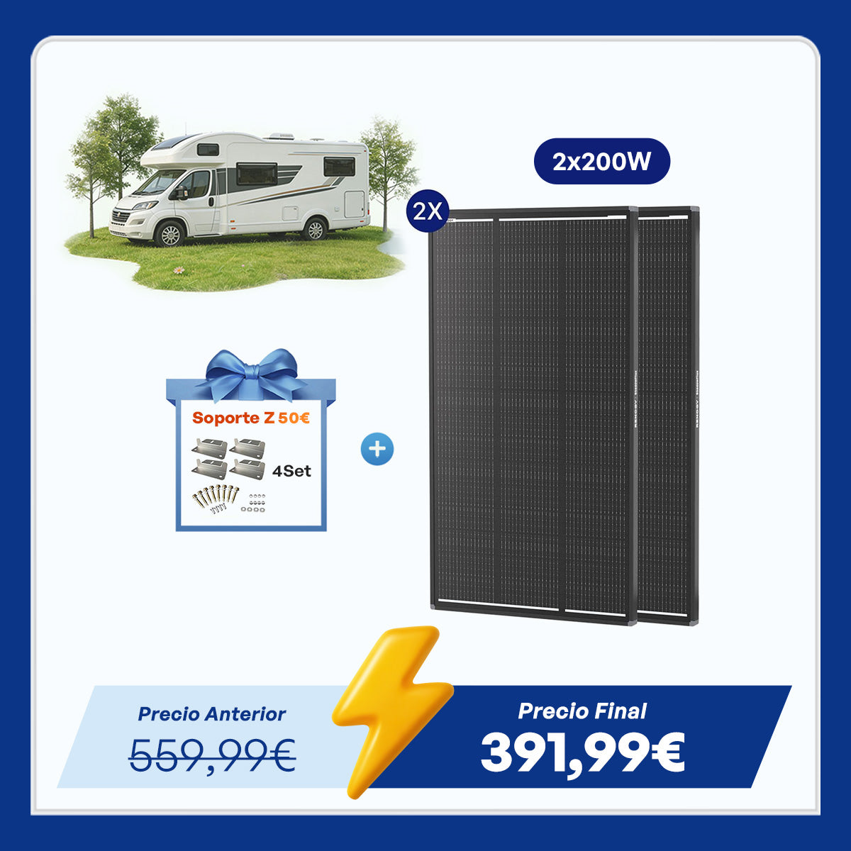 12 V 200 W ShadowFlux Panel Solar Anti-Sombreado