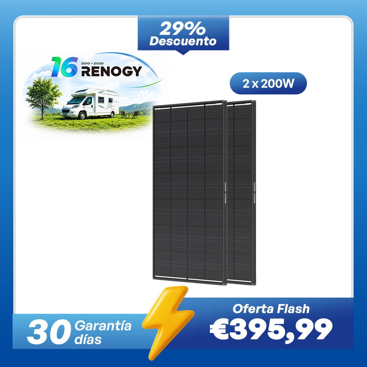 12 V 200 W ShadowFlux Panel Solar Anti-Sombreado